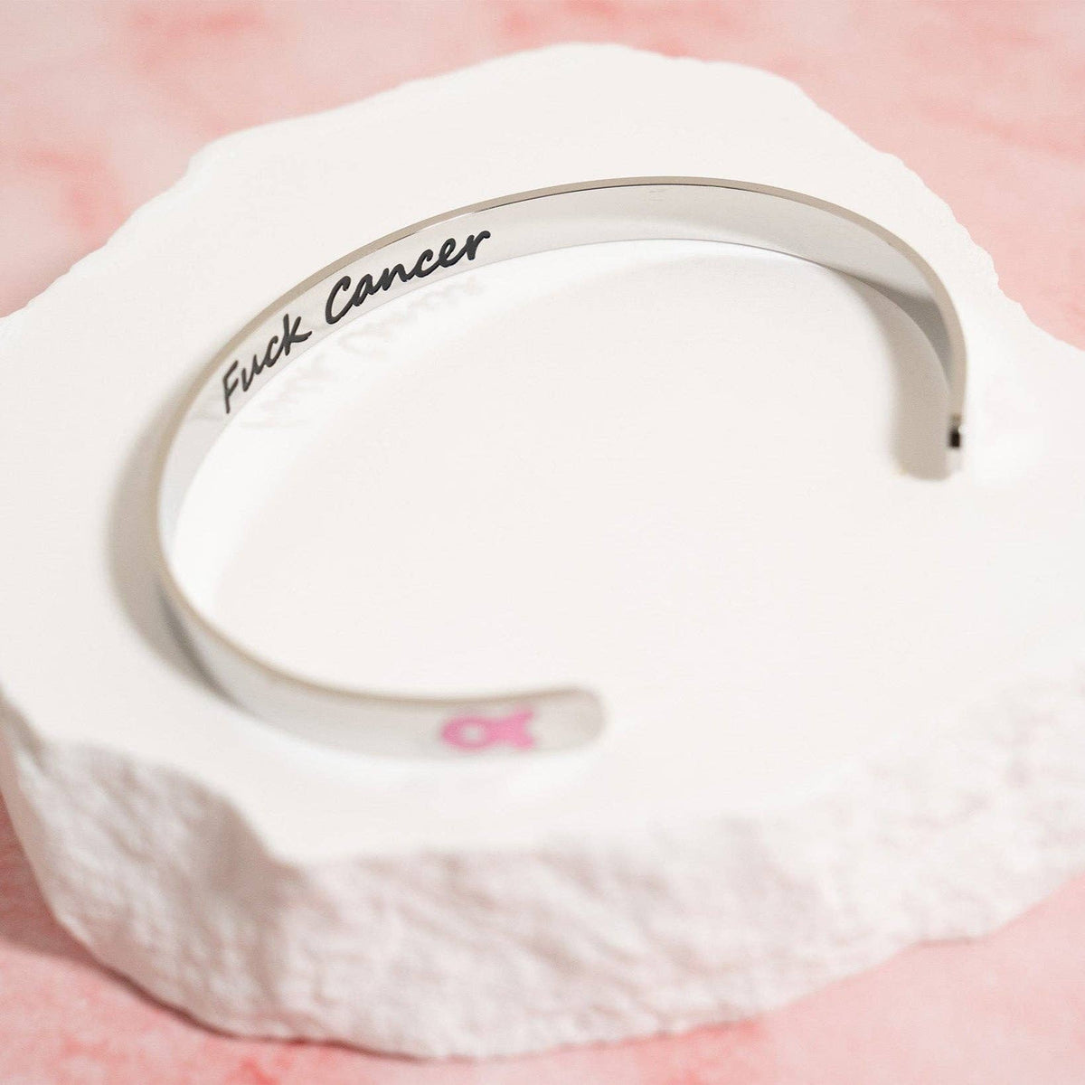 18K Gold PVD Stainless Steel Adjustable Bangle F*ck Cancer