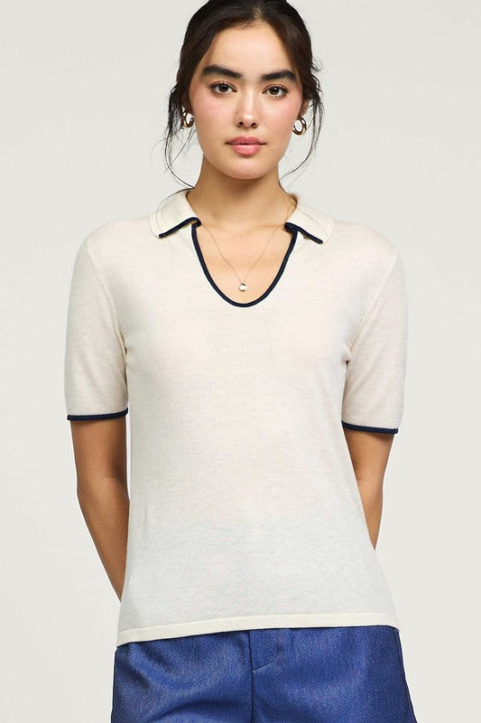 U-Neck Polo Sweater