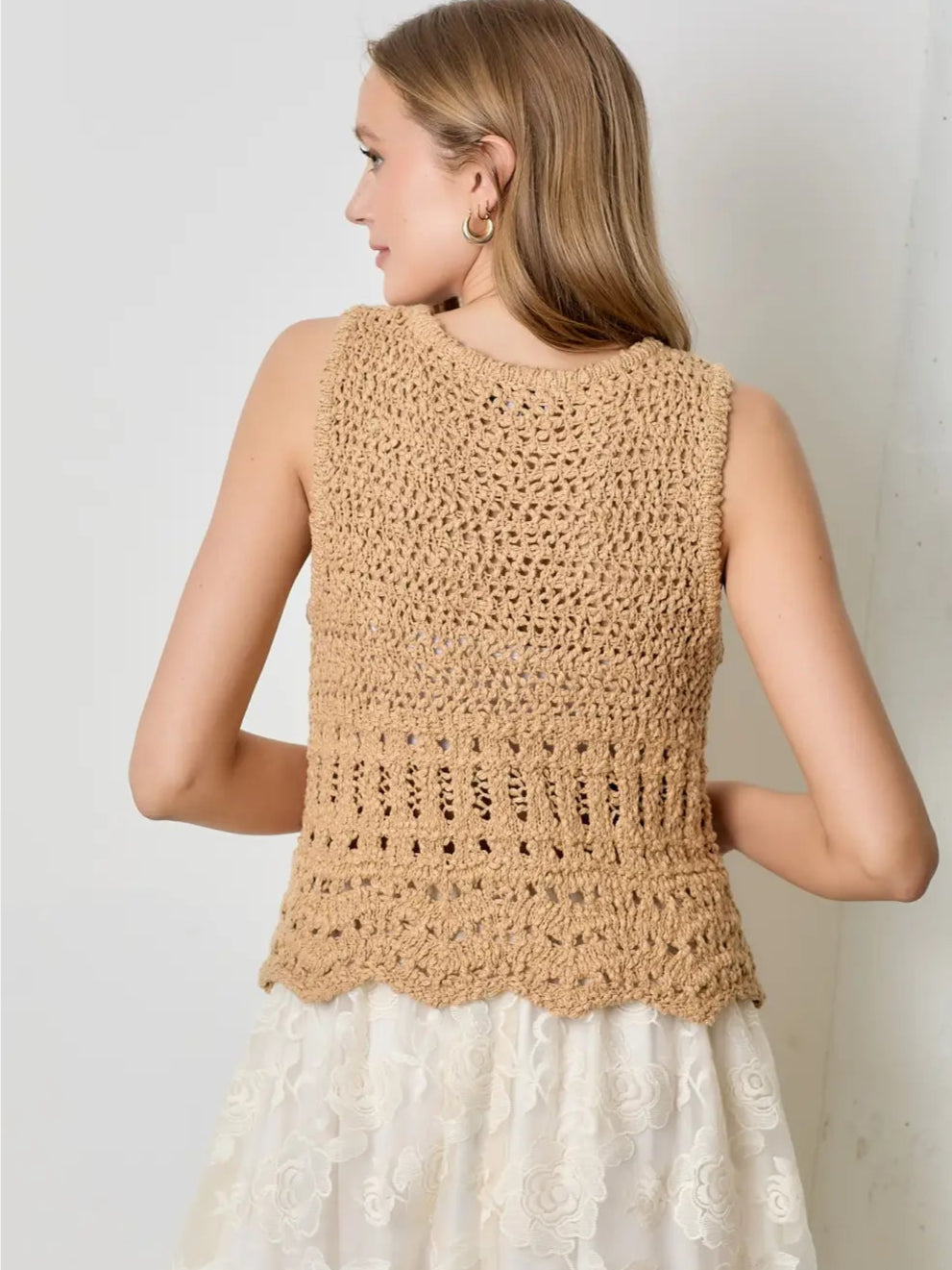Khaki Loose Knit Vest