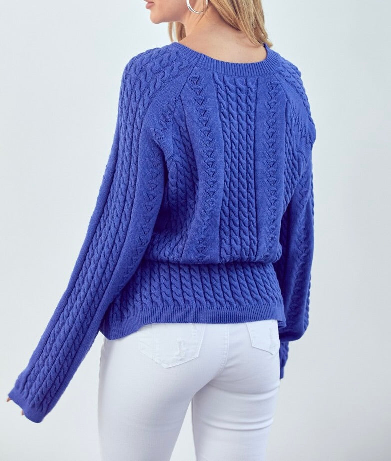 Royal Blue Cable Knit Sweater