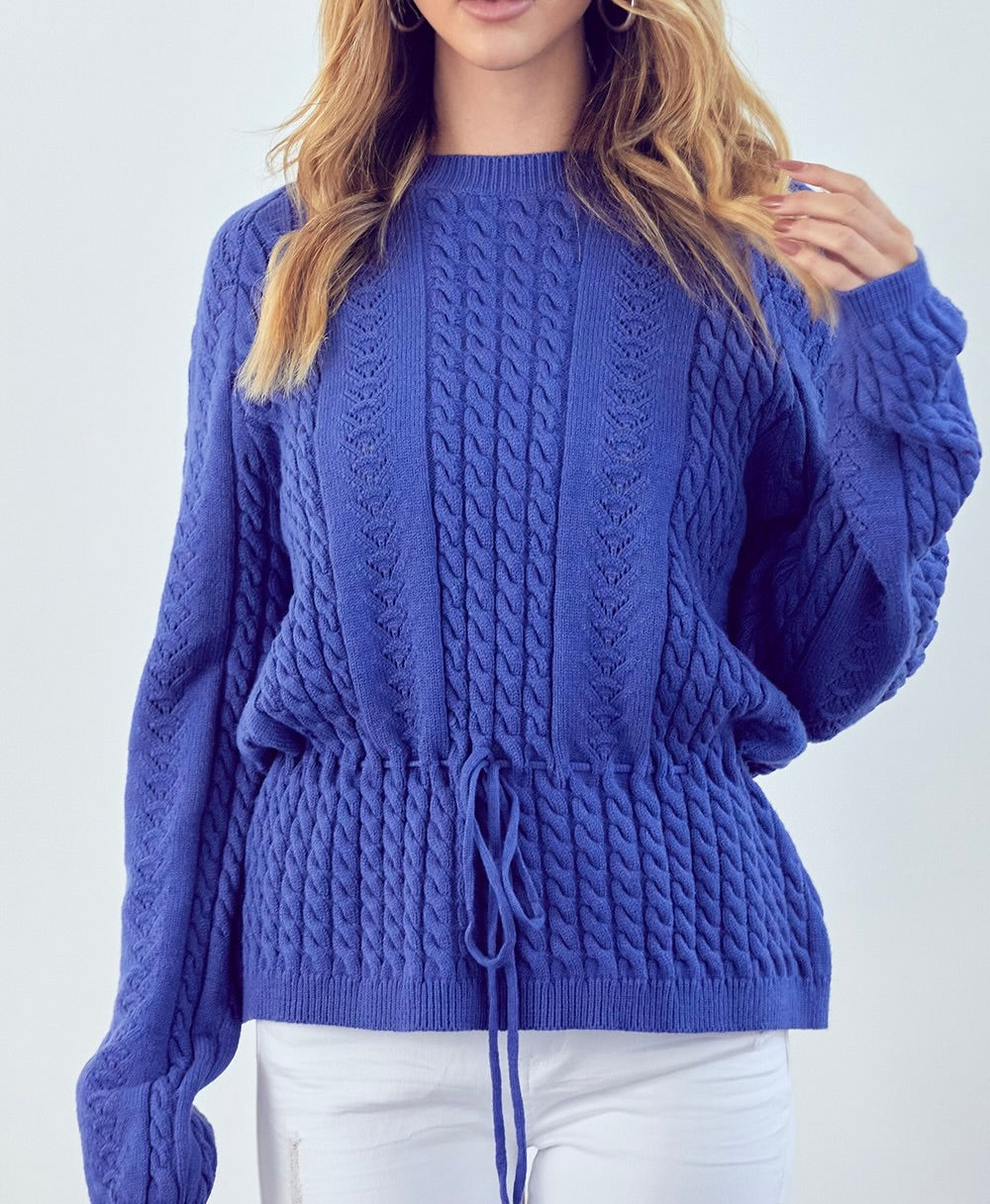 Royal Blue Cable Knit Sweater