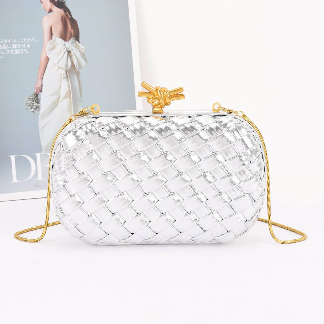 Faux Leather Braided party Clutch