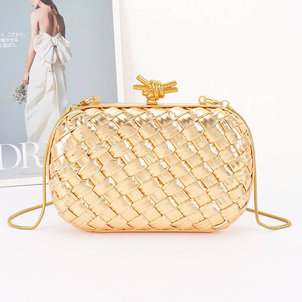 Faux Leather Braided party Clutch