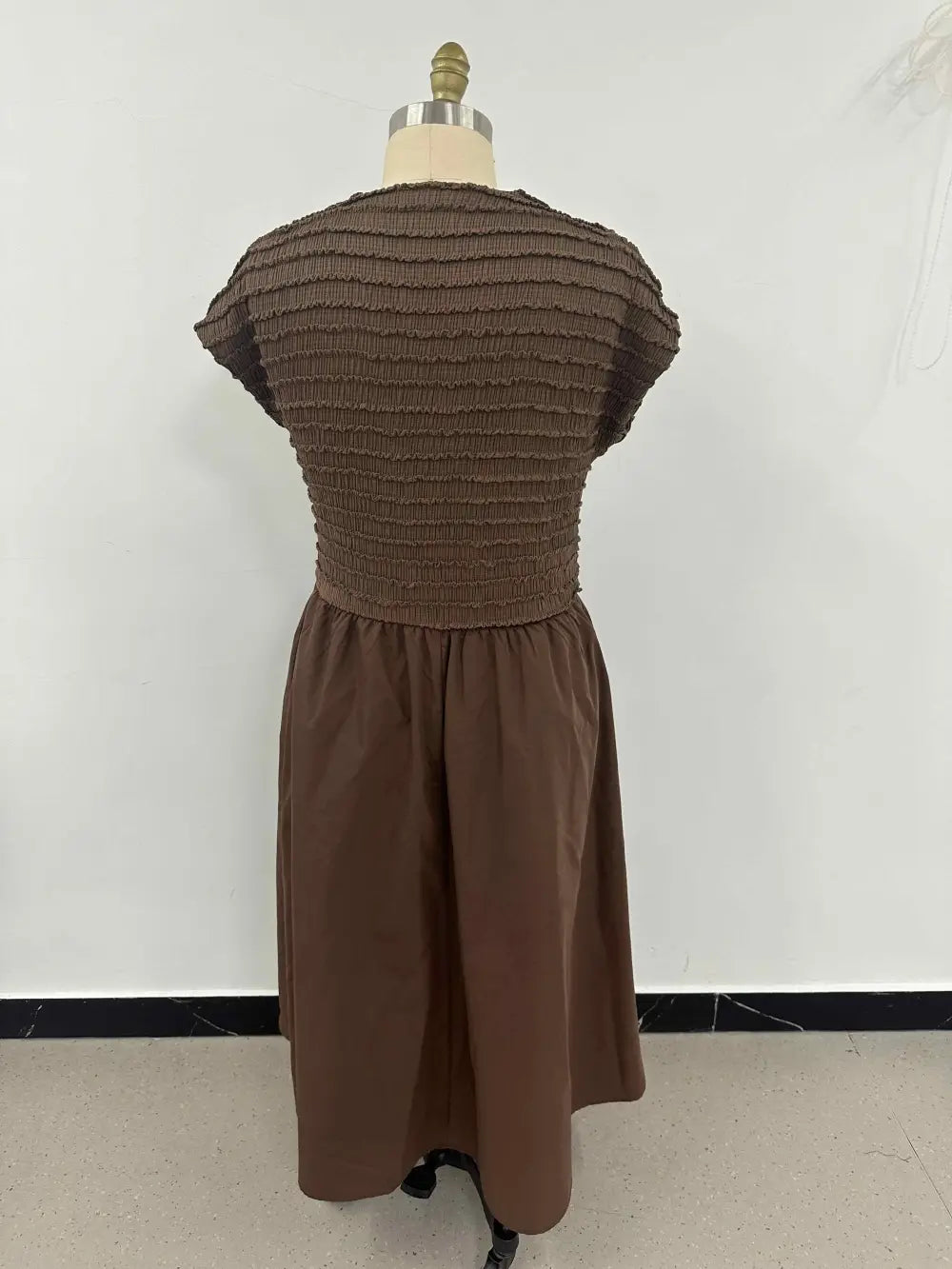 Shirred Top Midi Dress