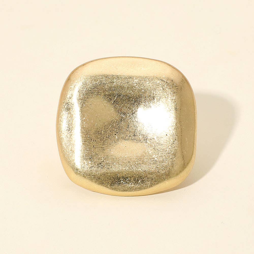 Oversized Brushed Metal Square Stretch Ring