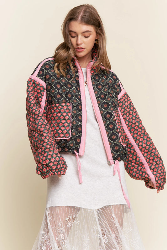 Rose Pattern Quilted Jacket
