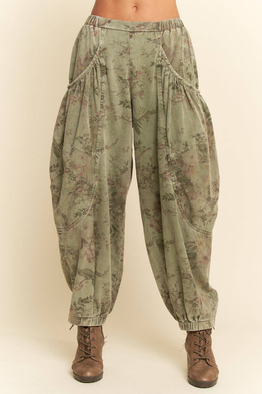 FLORAL PRINT RELAXED FIT CARGO PANTS