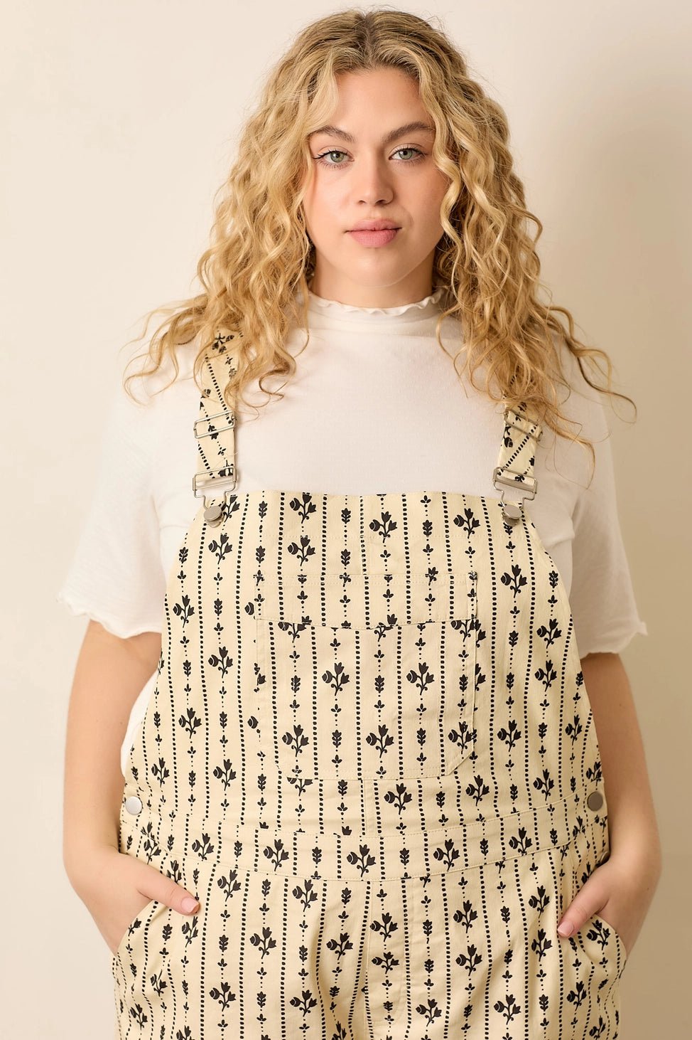 Floral Stripe Overalls