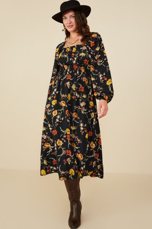Moody Floral Midi Dress