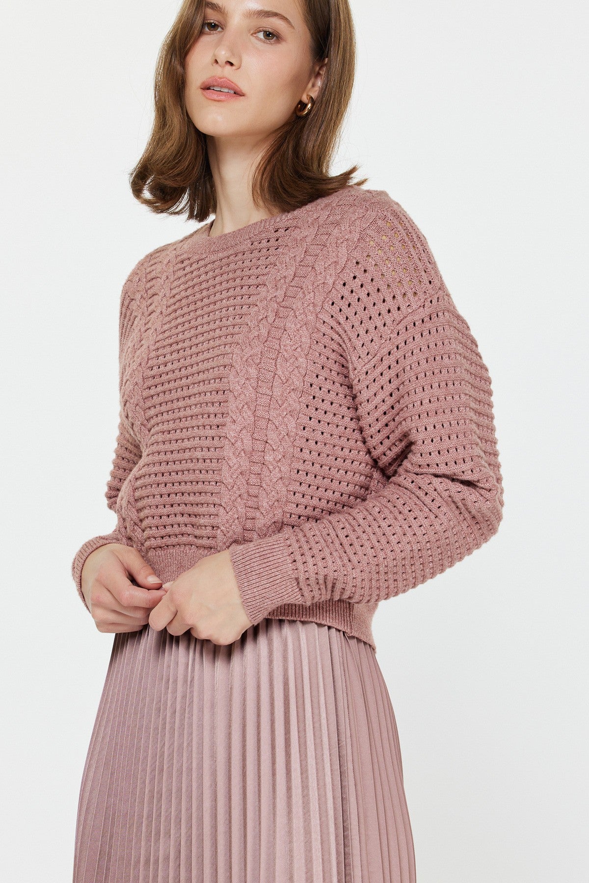 L/S Pullover Sweater & Pleated Dress Set