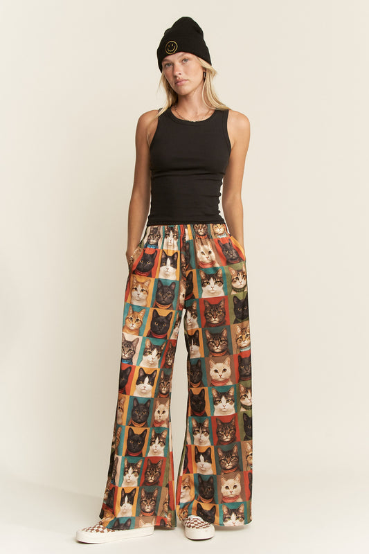 Cat Portrait Wide Leg Pants