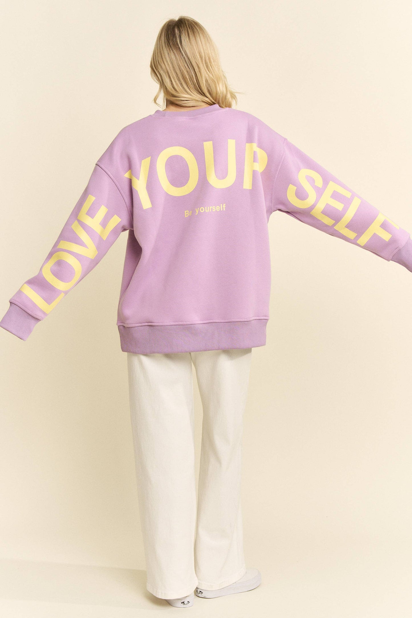 LOVE YOURSELF - BE YOURSELF Oversized Cotton Blend Sweatshirt