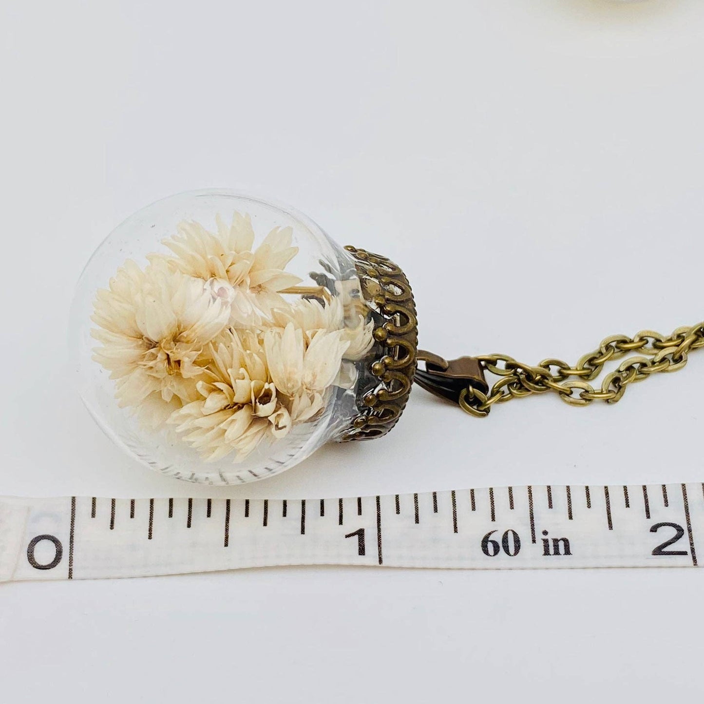 Dried Flowers Floral Ball-shaped Charm Pendant Necklace