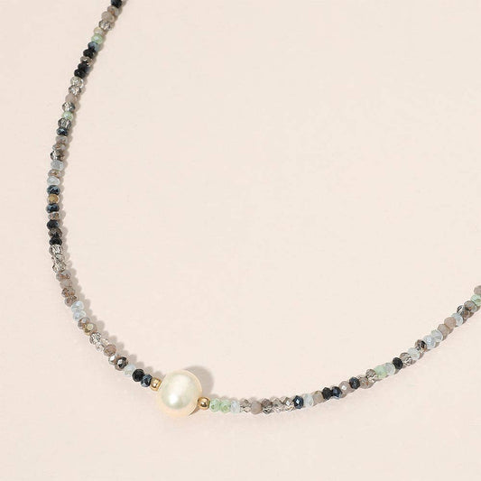 Pearl Accent Seed Beaded Choker Necklace