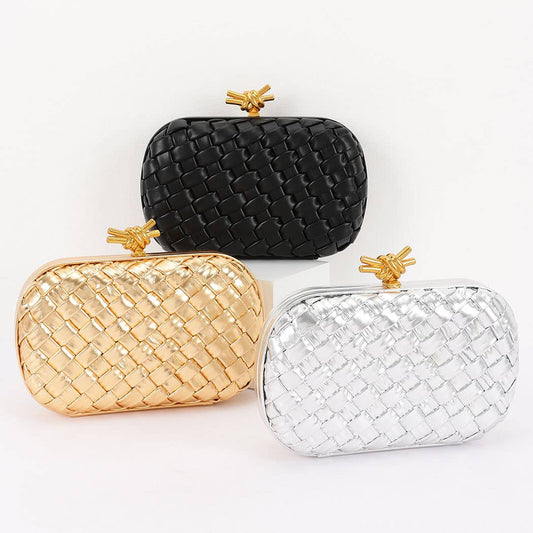 Faux Leather Braided party Clutch