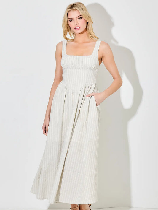 Striped Smocked Maxi Dress