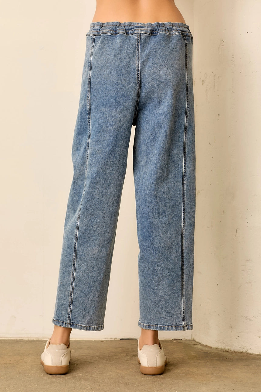 Cropped Straight Leg Pant with Drawstring