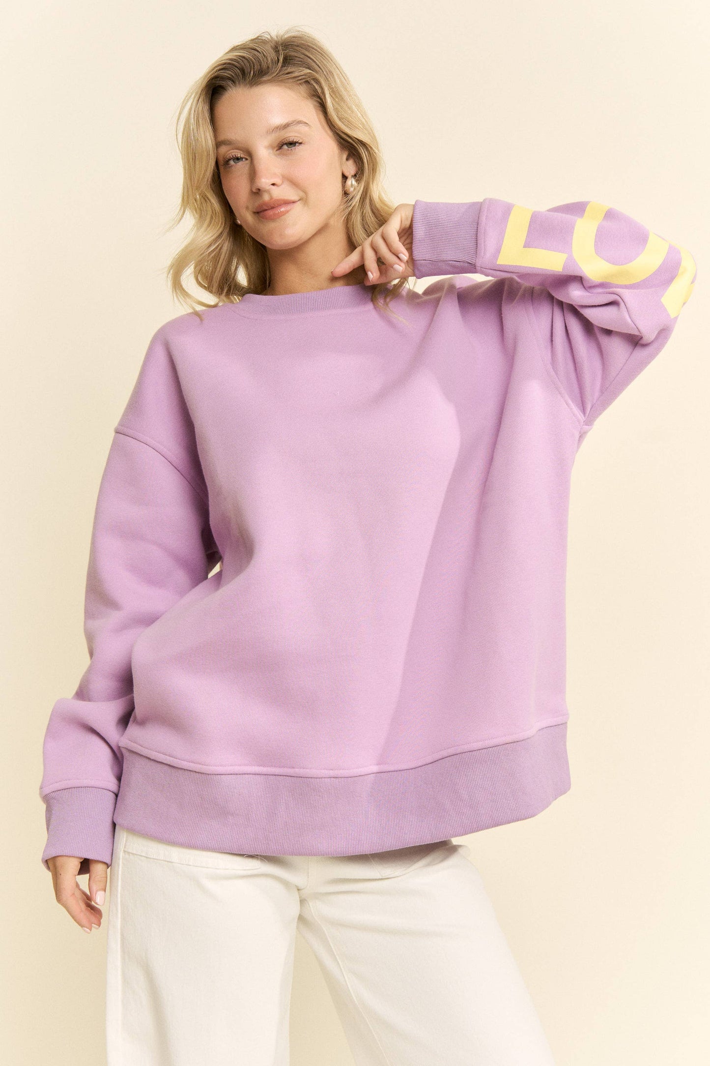 LOVE YOURSELF - BE YOURSELF Oversized Cotton Blend Sweatshirt