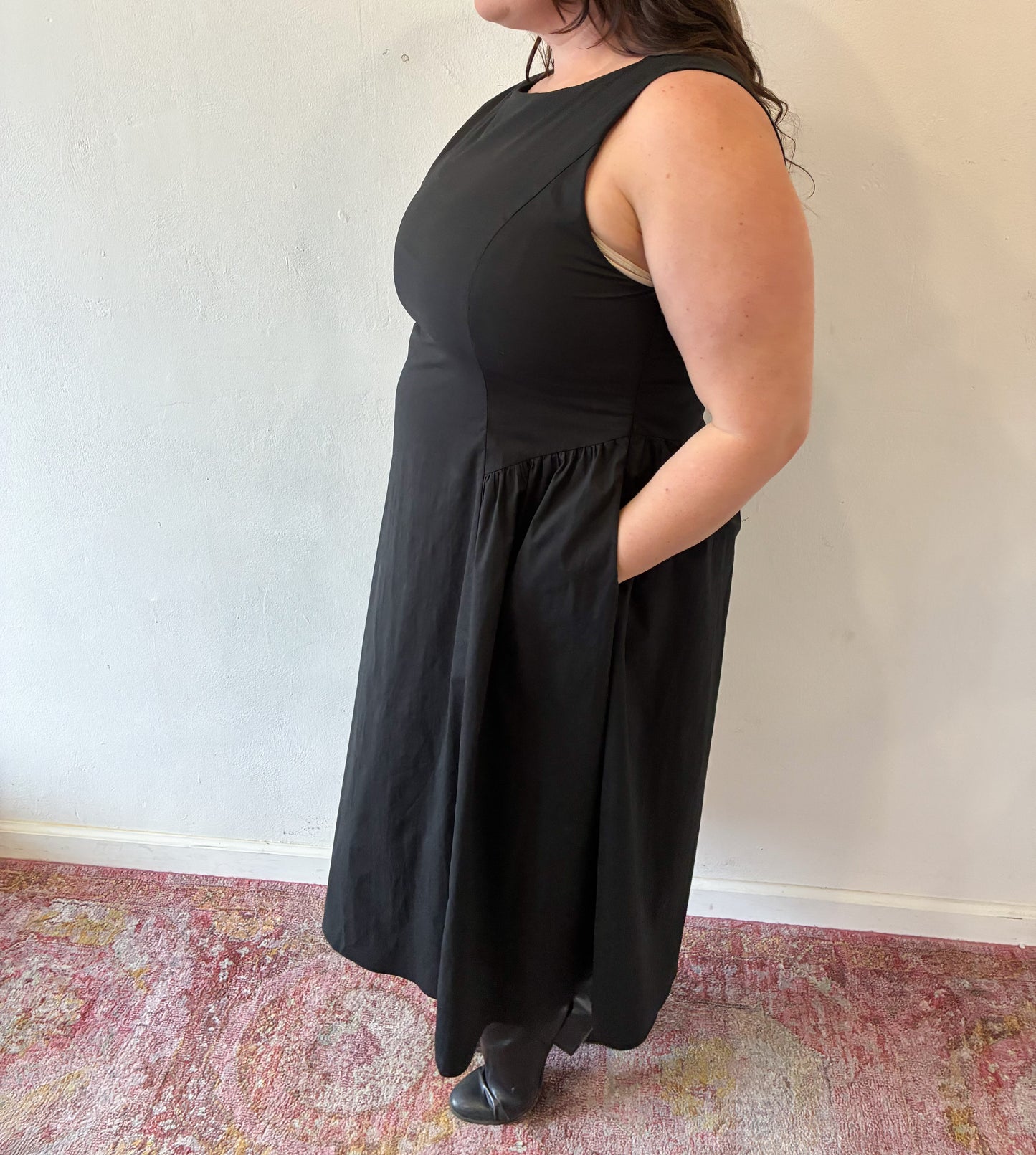 Black Sleeveless A-Line Dress (S to 3X)