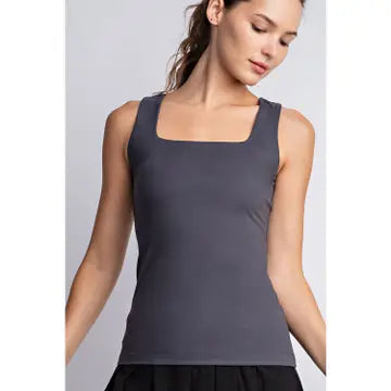 Butter Fabric Square Neck Sleeveless Tank