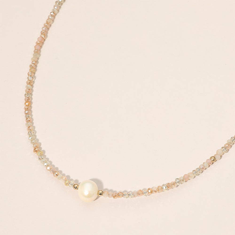 Pearl Accent Seed Beaded Choker Necklace