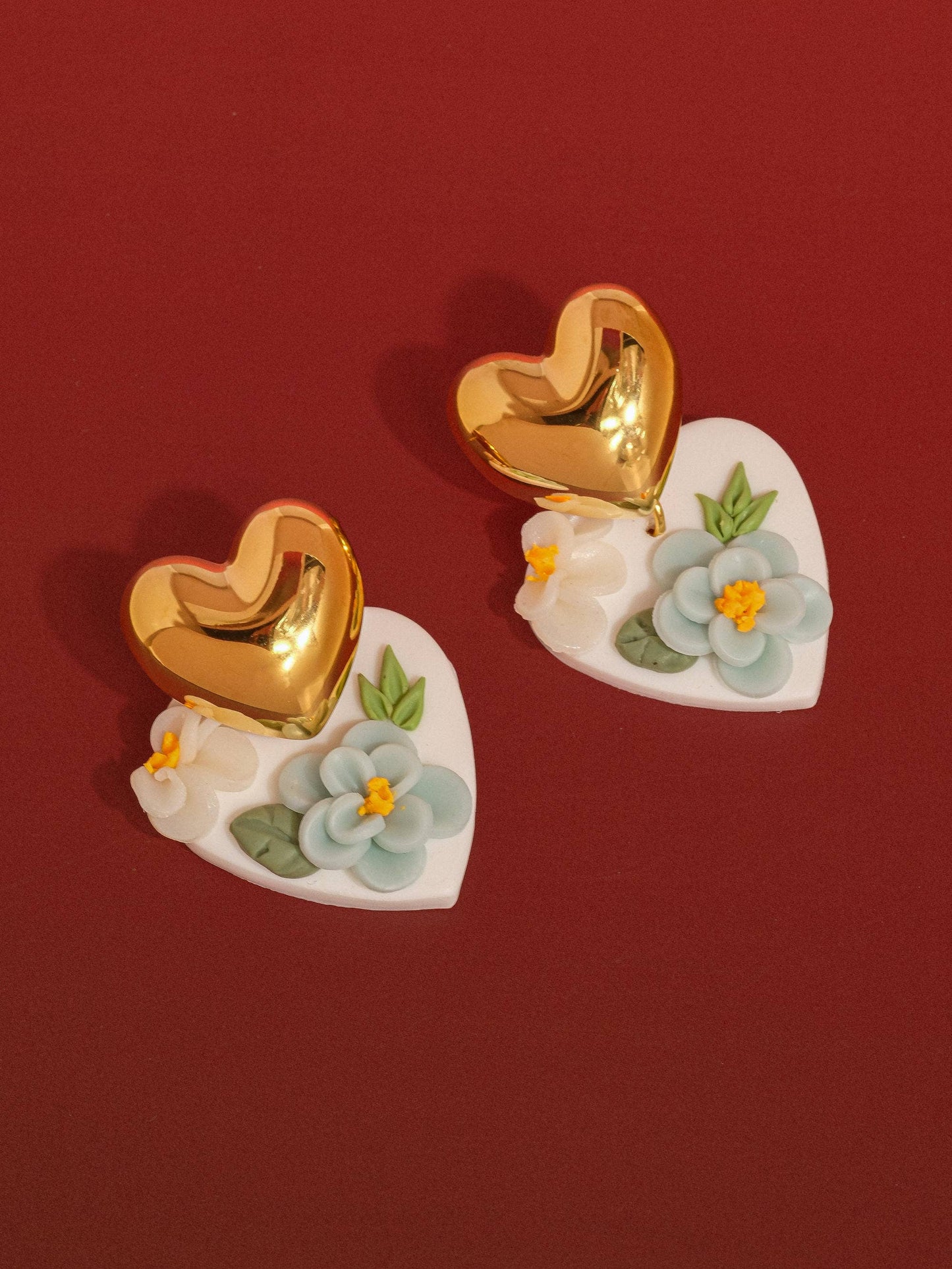 Amélisse 18K Gold Non-Tarnish Floral Heart Drop Earrings