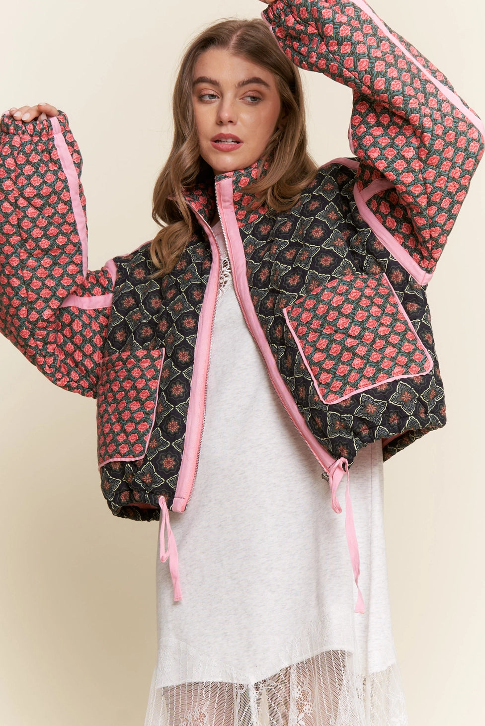 Rose Pattern Quilted Jacket