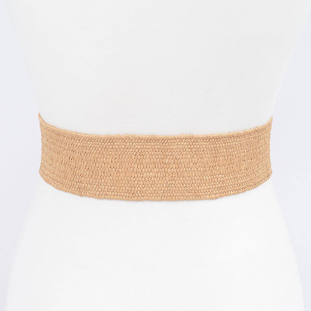 Faux Straw Elastic Belt