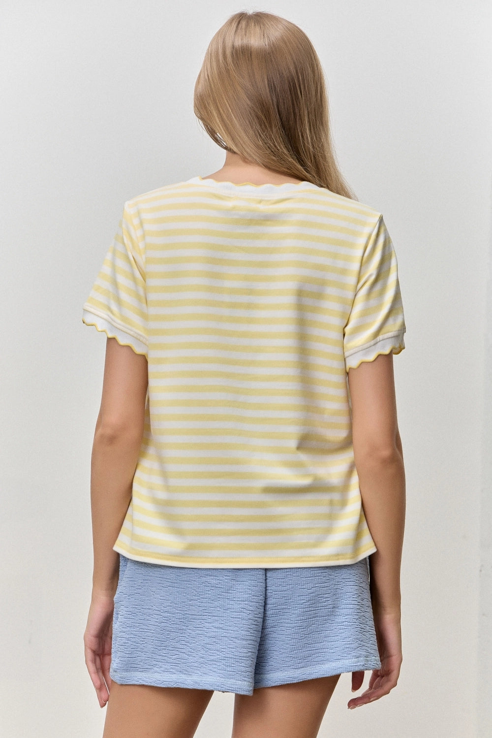 Wavy Striped Butter Yellow T-Shirt (S to 3X)