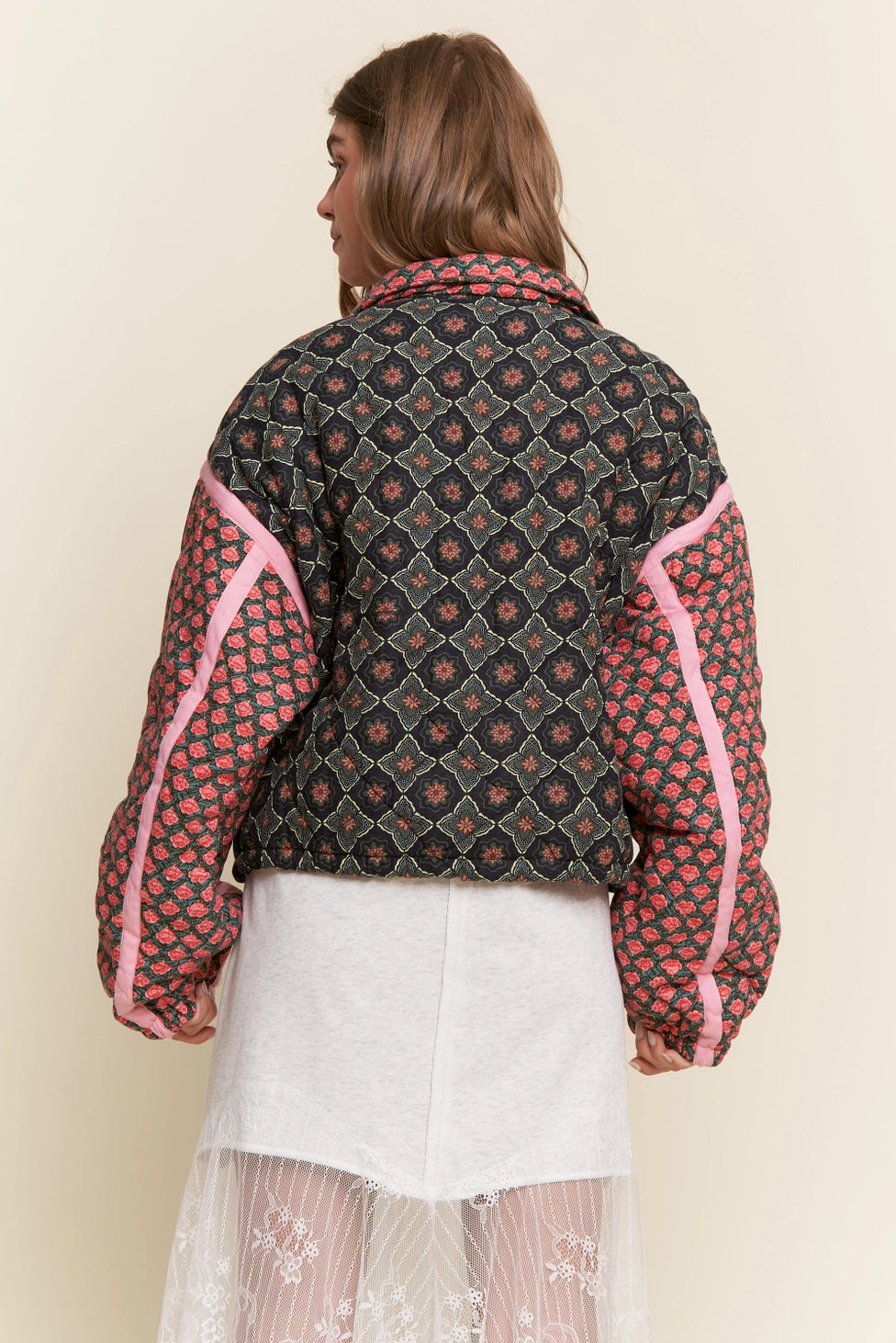 Rose Pattern Quilted Jacket