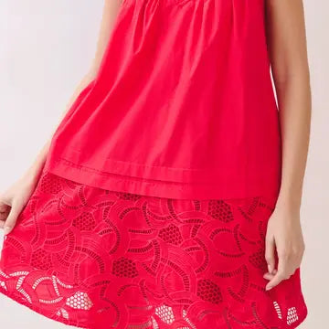 Red Cotton Lace Mini Dress