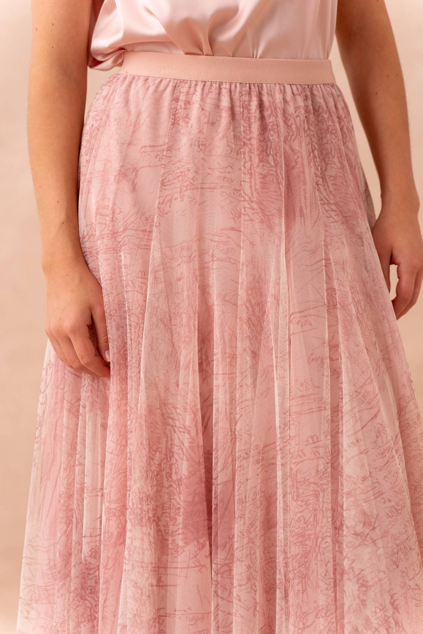 Amber skirt in toile de Jouy printed tulle - CK08202-1