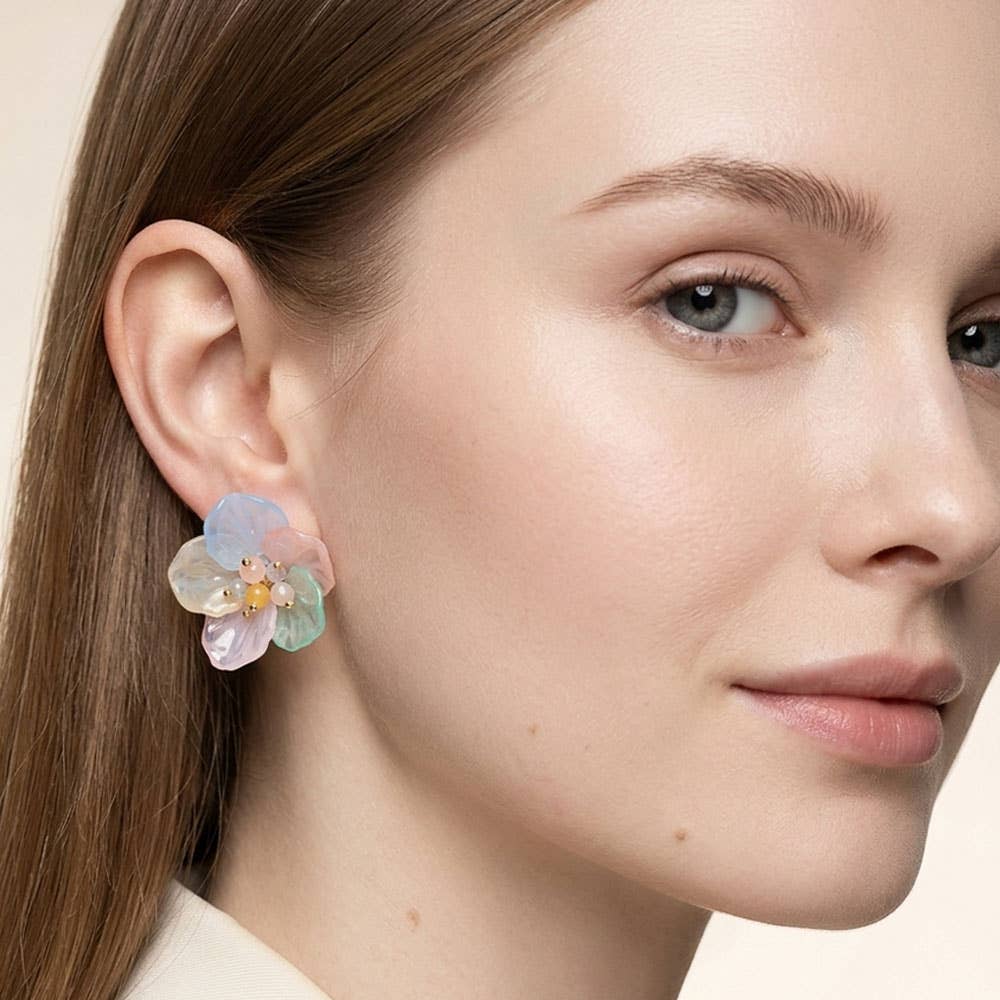 Resin Petal Flower Earrings