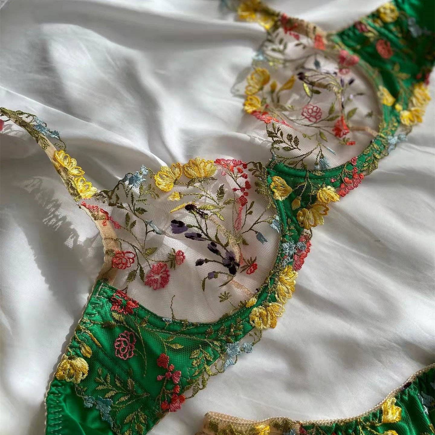 Floral Embroidered Bra