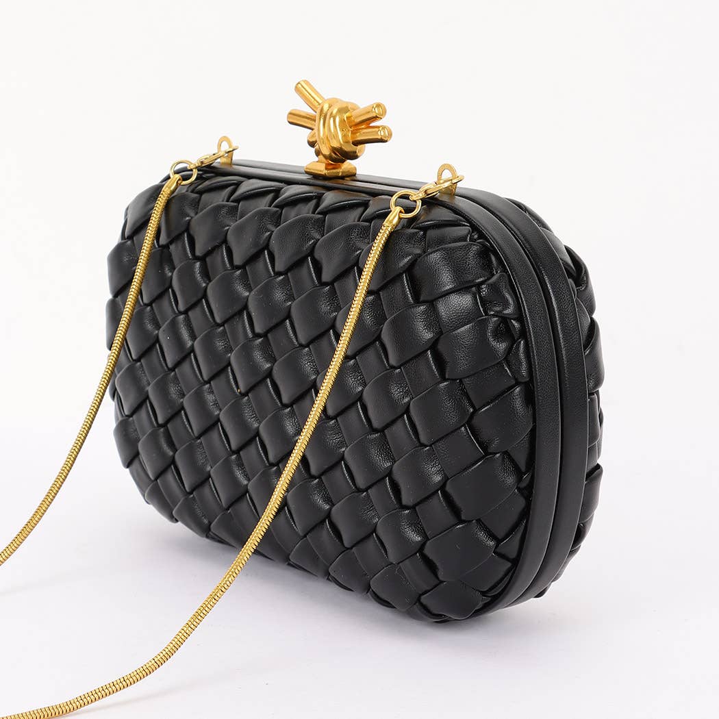 Faux Leather Braided party Clutch