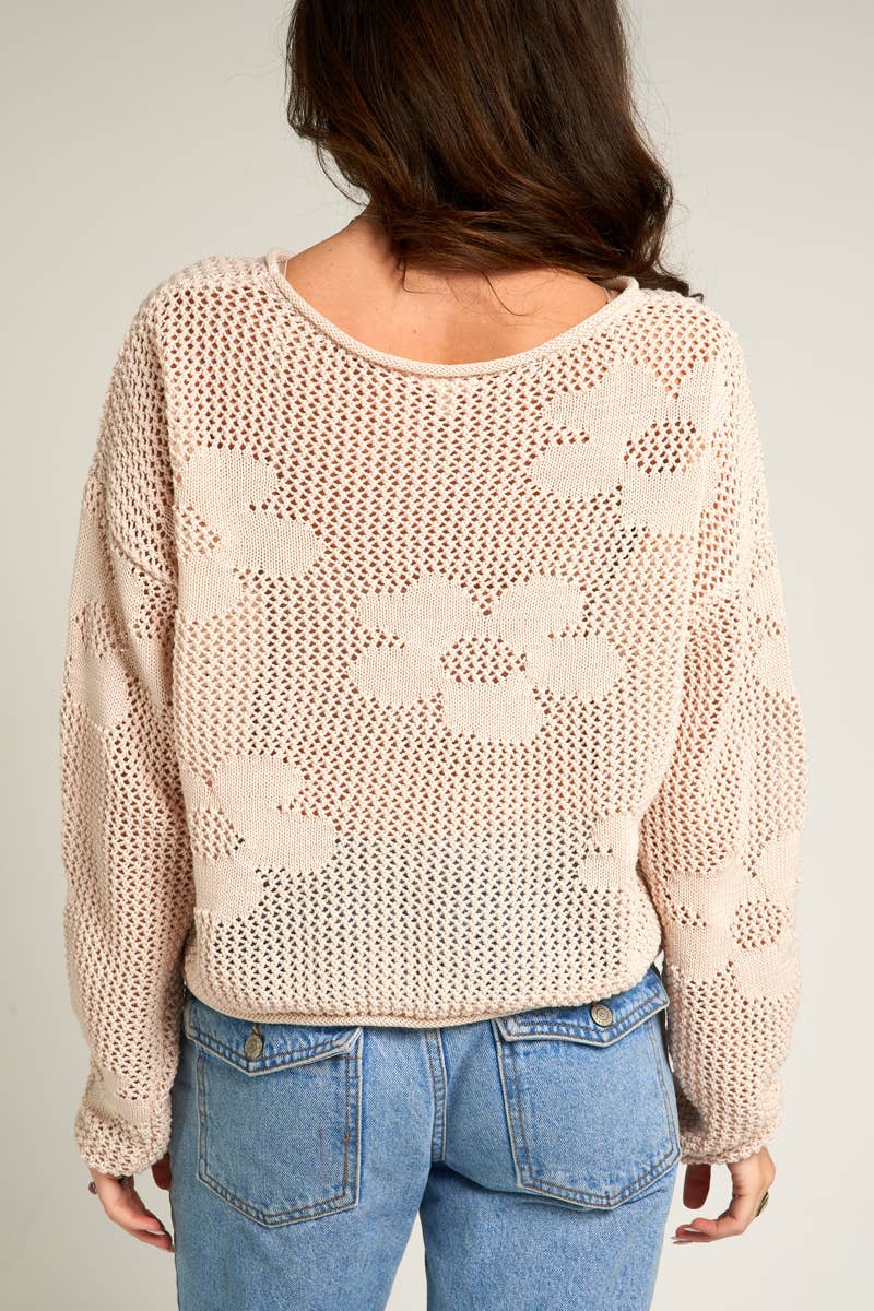 Flower Pattern Crochet Sweater