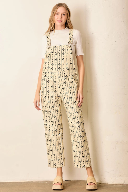Floral Stripe Overalls