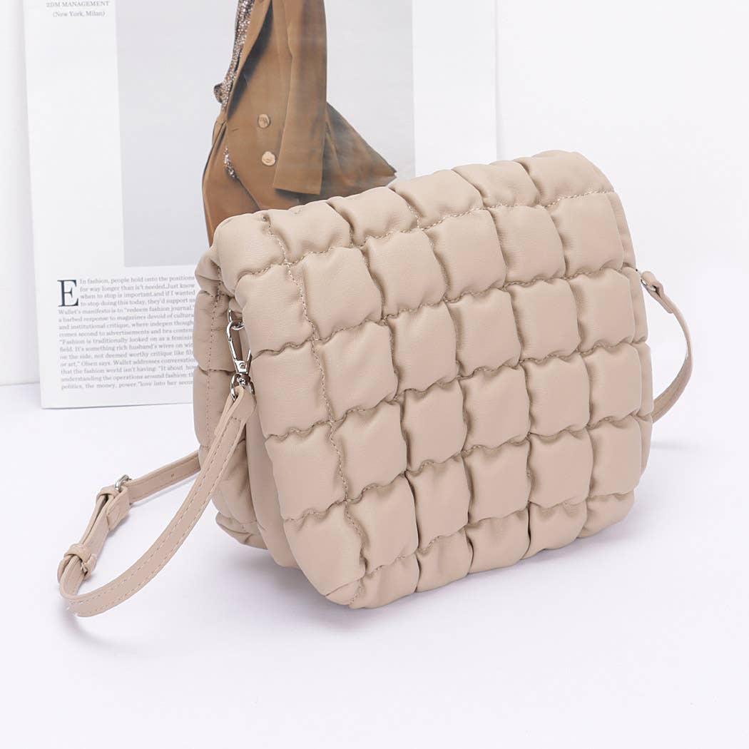 Quilted Faux Leather Padded Flap Bag