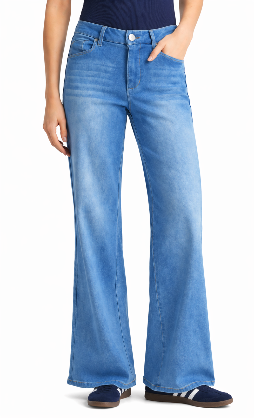 30" Better Butter Wide Leg Jean w/ Shadow Masking Stripe