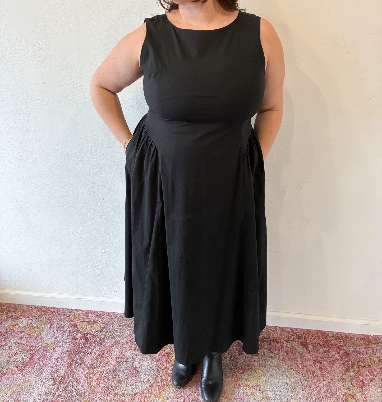 Black Sleeveless A-Line Dress (S to 3X)