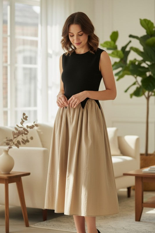 Wavy Waist Midi Dress