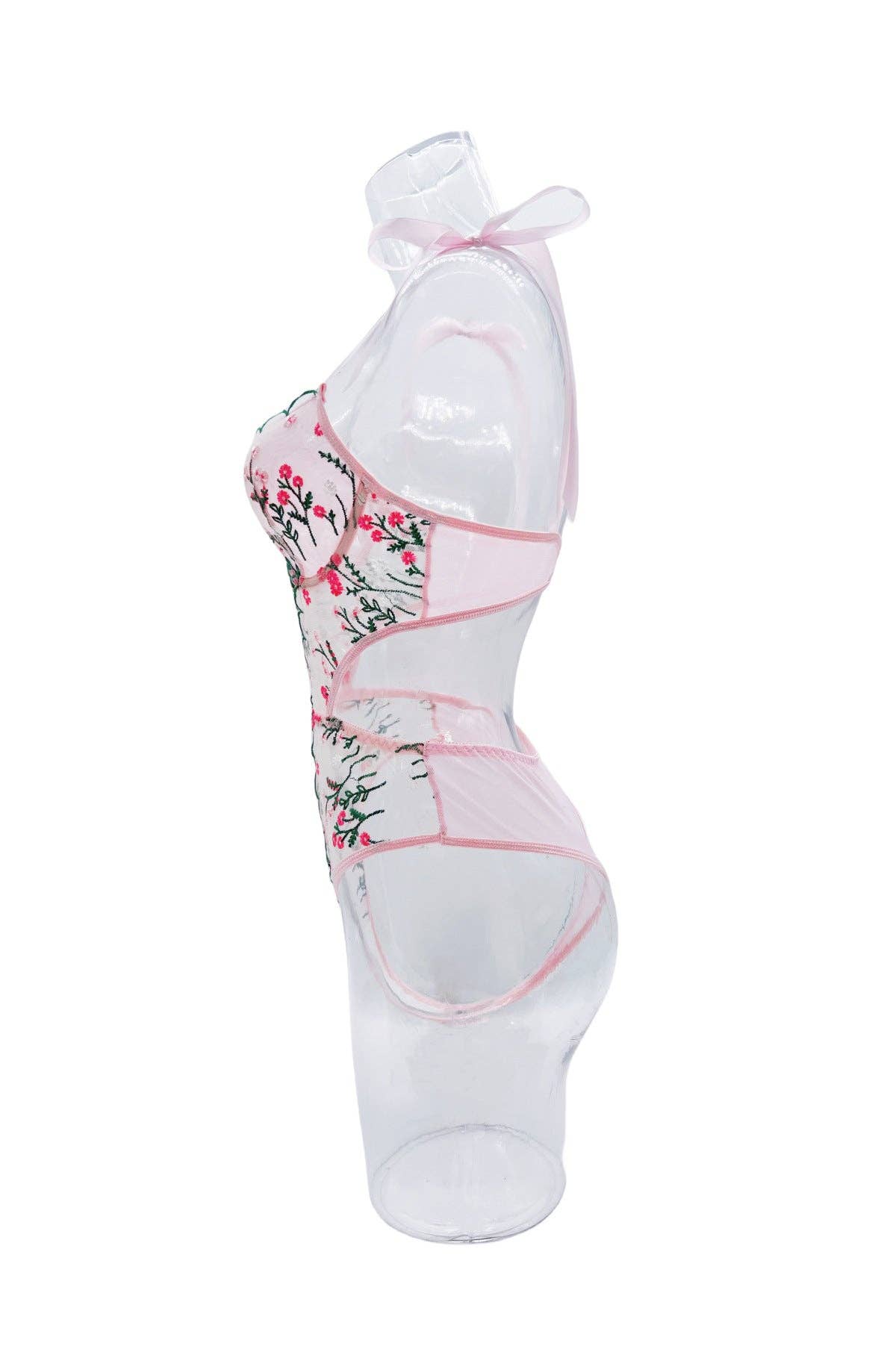 Floral Embroidery Ultrathin Perspective Teddy HF-4132