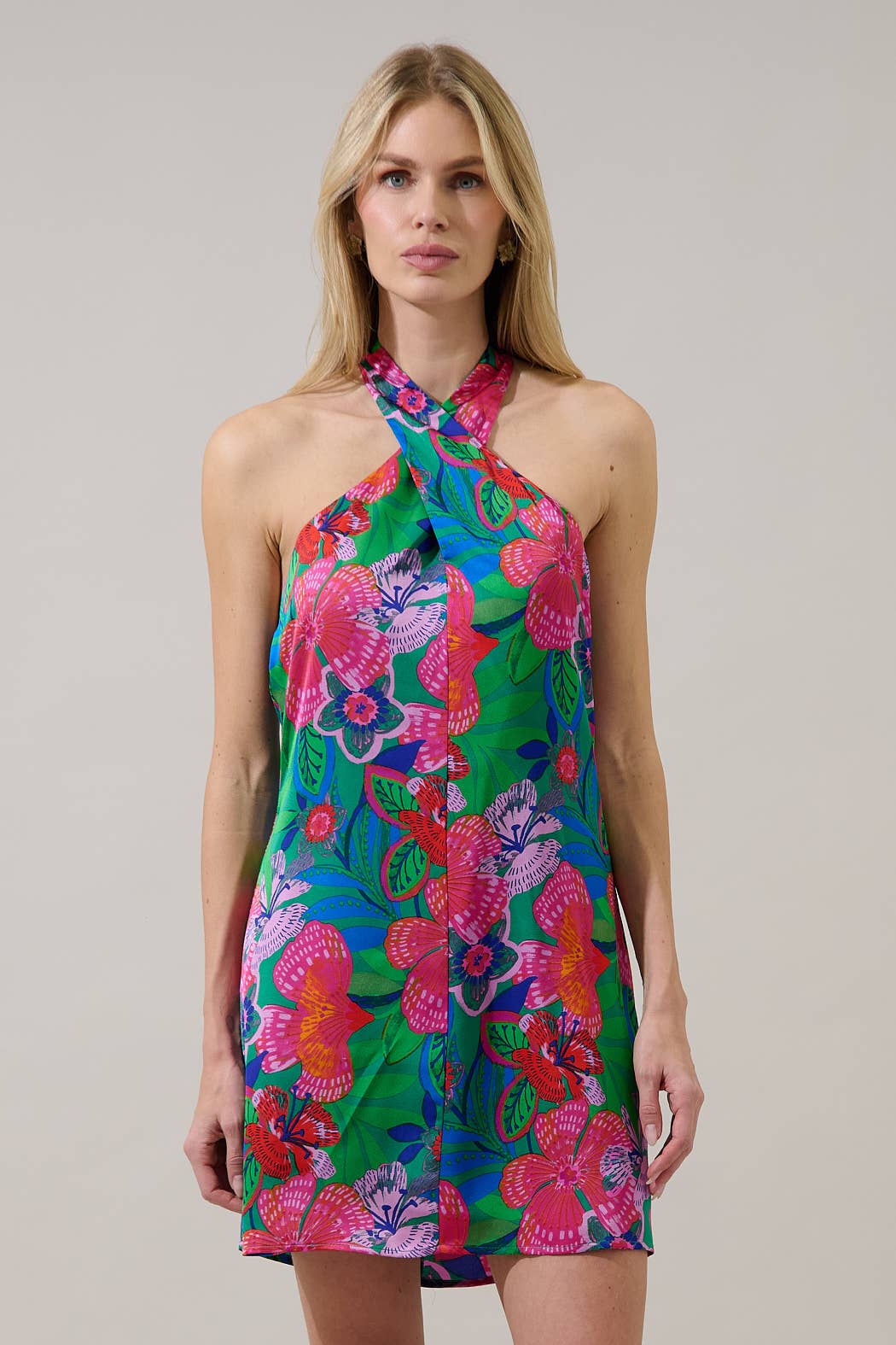 Mivia Halter Mini Dress Hansel Floral (S to 3X)