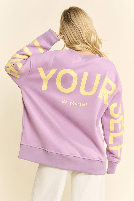 LOVE YOURSELF - BE YOURSELF Oversized Cotton Blend Sweatshirt