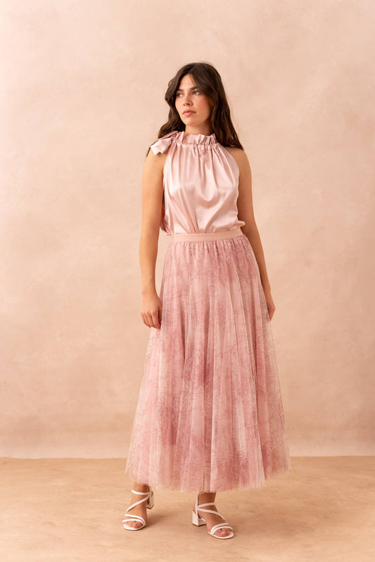 Amber skirt in toile de Jouy printed tulle - CK08202-1