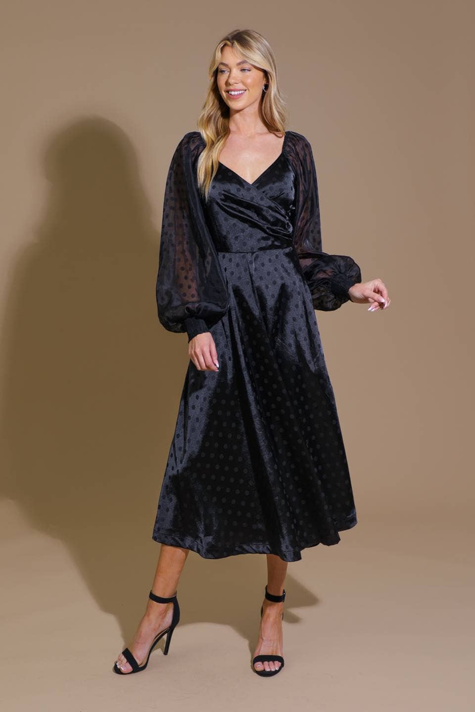 Woven Polka Dot Midi Dress