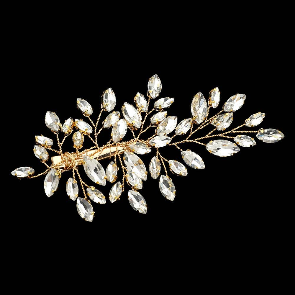Marquise Stone Leaf Branch Hair Clip