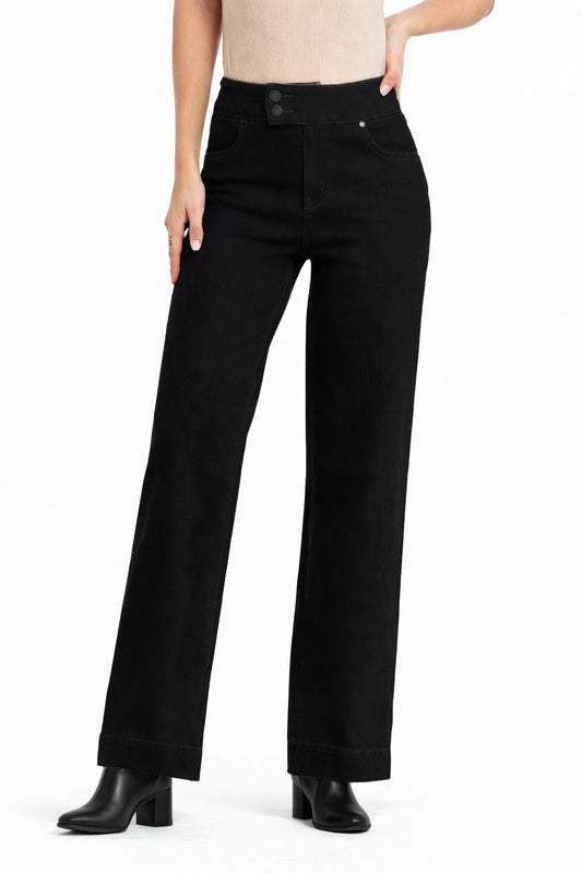 30'' Wide Leg Jean w/ Extended Waistband in Black