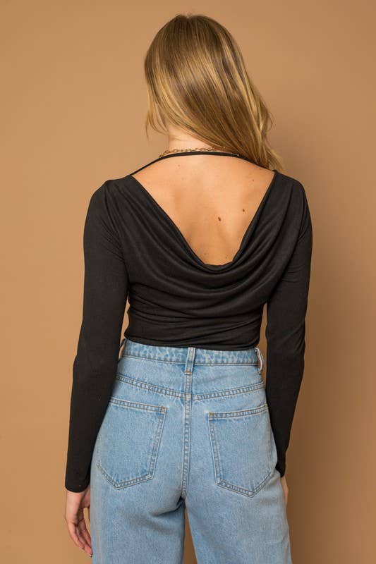 Long Sleeve Back Cowl Bodysuit