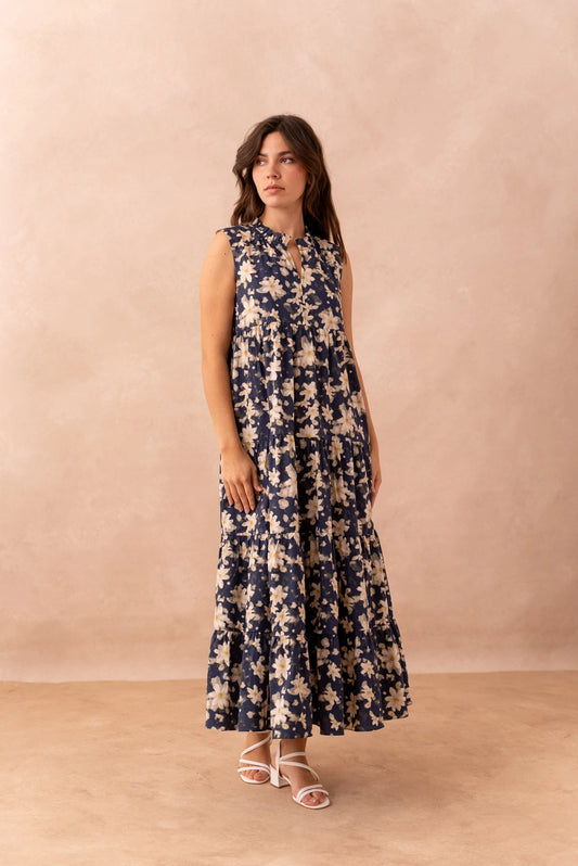 Sleeveless Cotton Floral Maxi Dress